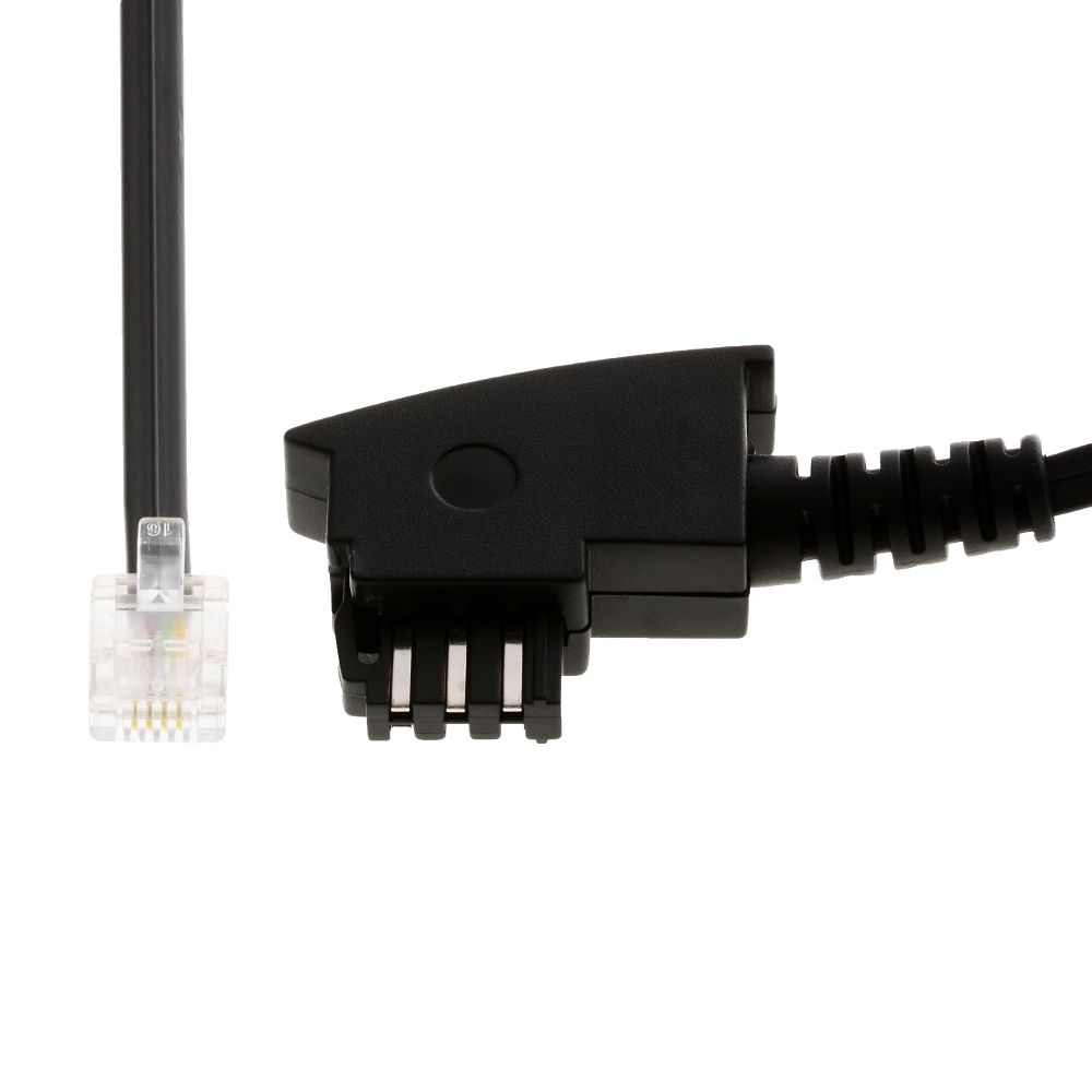 Helos Anschlusskabel TAE F / 6P4C, 10,0 m, schwarz, Kabel D-Form, verdrehsicher Helos Anschlusskabel TAE F / 6P4C, 10,0 m, schwarz, Kabel D-Form, verdrehsicher